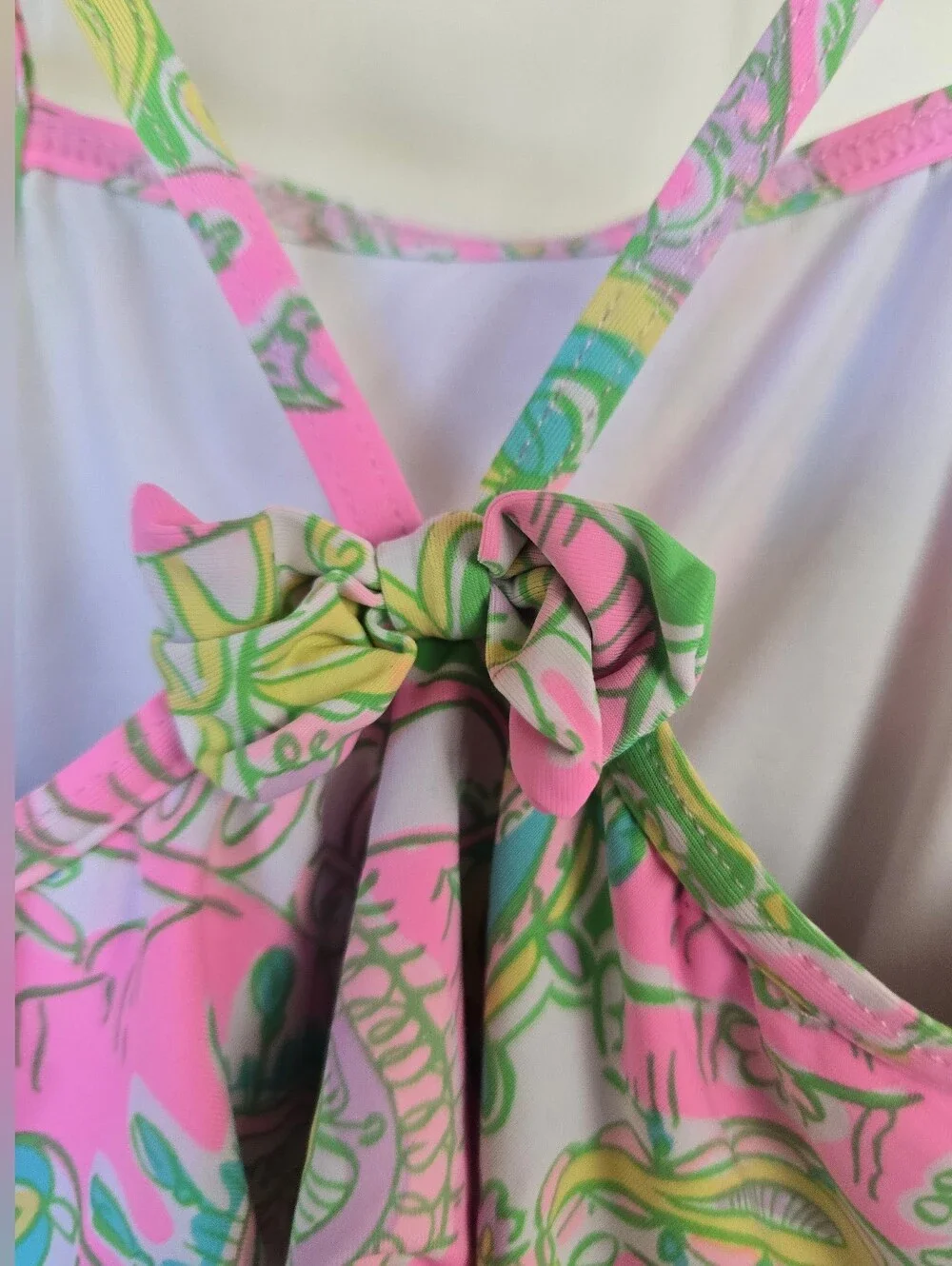 Lilly Pulitzer Pink, Green & Blue Paisley Ruffle Girl Swimsuit Infant 6-12 Month